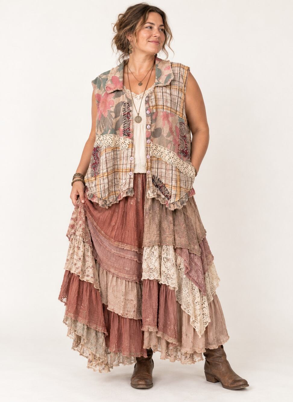 Jaded Gypsy Falling Petals Womens vest Size l/XL NWOT Boho Hippie Cottagecore